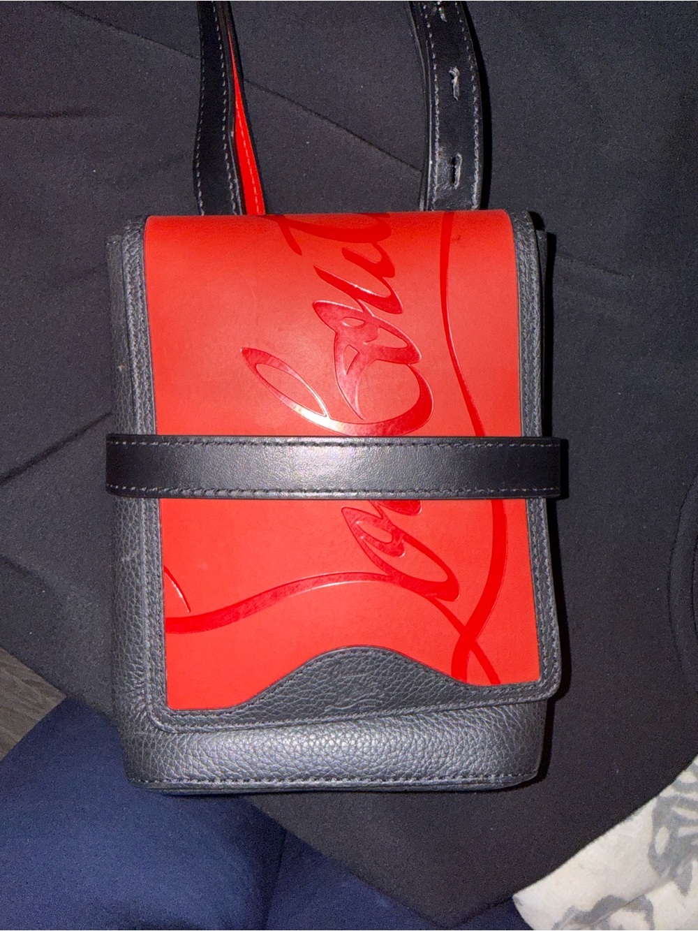 Christian Louboutin Red and Black Crossbody Belt Bag